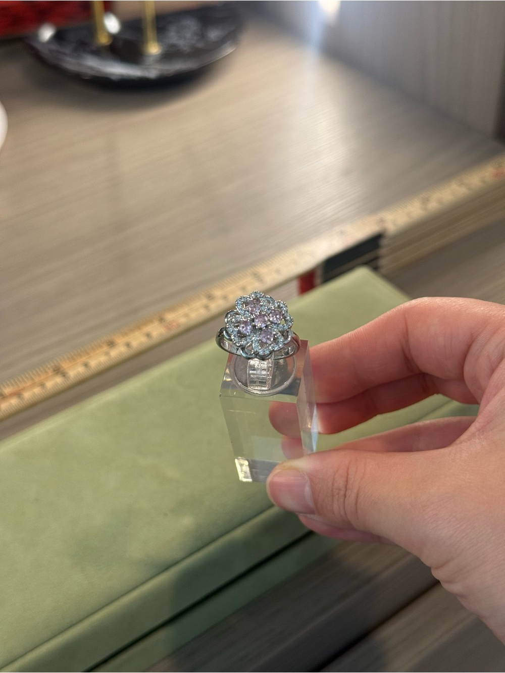 Sparkling Multi-Stone Silver Floral Cluster Ring